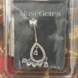 Sterling Silver CZ Chandelier Belly Button Ring